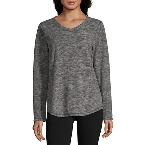 St John S Bay Active Polar V Neck Fleece Womens V Neck Long Sleeve Sweatshirt Jcpenney