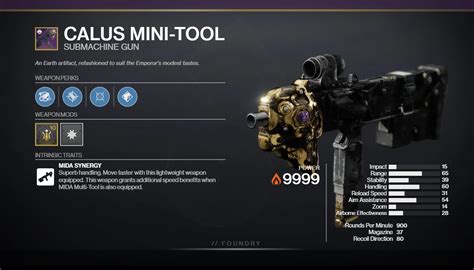 Calus Mini Tool Pvp God Roll Deltias Gaming