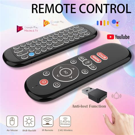 W1 Plus Controle Remoto Do Mouse Aéreo 24g Rf Mini Teclado Sem Fio Giroscópio Inteligente Sense