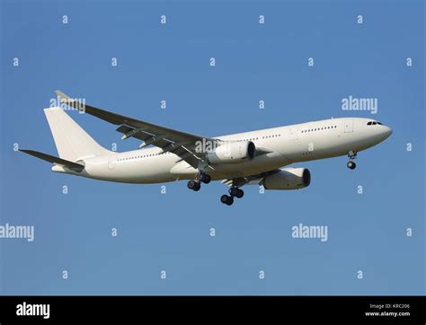 commercial plane landing stock photo alamy