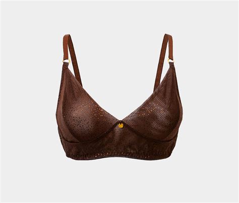 Brown Metallic Wireless Bra Dark Nude Shimmery Bralette RL