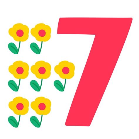 숫자 7 꽃 어린이를 위해 계산하는 법 터 일러스트레이션 색 배경 | 프리미엄 벡터