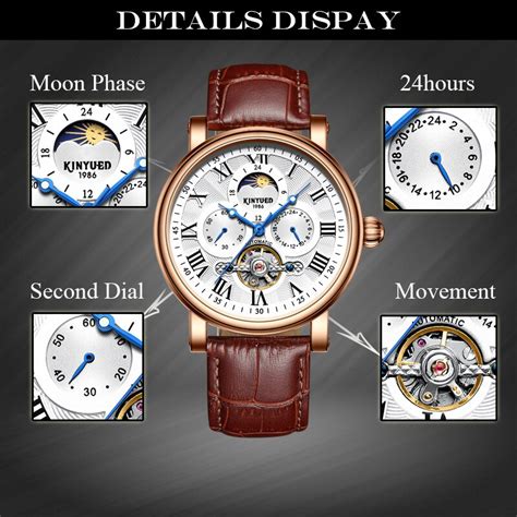 KINYUED Tourbillon Mechanical Watch Men Automatic Waterproof Skeleton