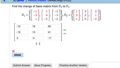 Solved Find The Change Of Basis Matrix From Basis B2 To Chegg