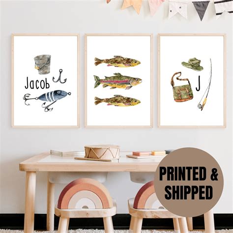 Personalized Fishing Wall Art Set Of 3 Prints Kids Wall Art Prints