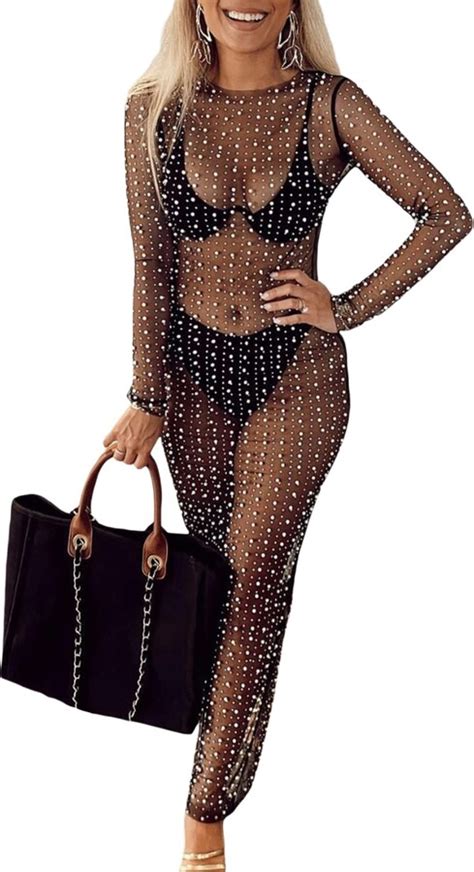 Snaked Cat Women Sexy Sheer Mesh Bikini Cover Up Dress Long Fishnet