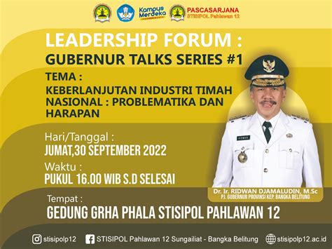 Sore Ini Pj Gubernur Babel Isi Leadership Forum Di Stisipol Pahlawan