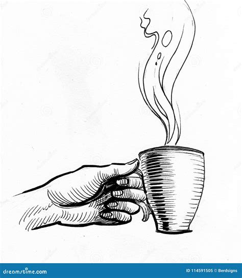 Hand With A Cup Of Coffee Stock Illustration Illustration Of Artwork