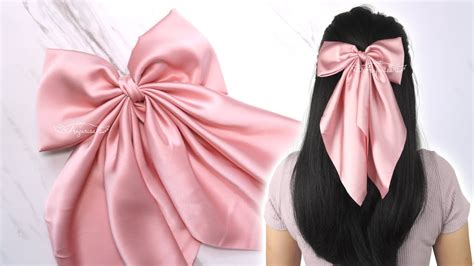 Long Tails Satin Hair Bow How To Make A Bow With Long Tails Youtube