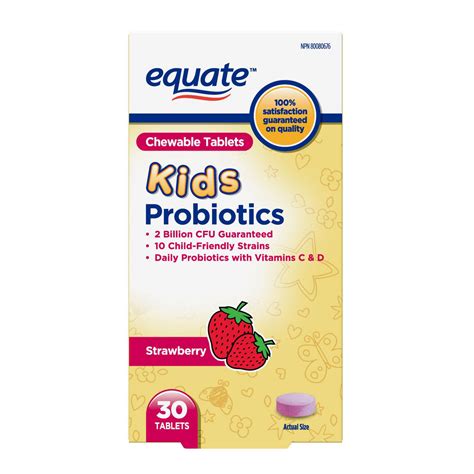 Equate Children's Chewable Daily Probiotics 2Billion Cfu 10 Child-Friendly Strains with Vitamins ...