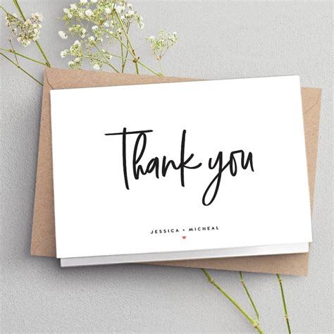 Folded Thank You Cards Wedding Thank You Card Simple Folded Etsy Uk