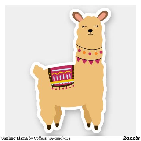 Smiling Llama Sticker Zazzle Llama Preppy Stickers Printable Stickers