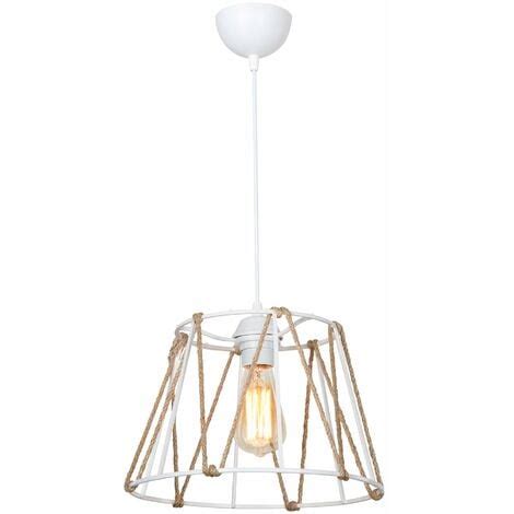 Lustre Lampe Lumi Re Suspendu Suspension En Abs Et Corde De Jute