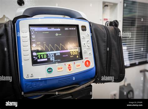 A ZOLL ECG Monitor and Defibrillator pictured in an ambulance in the UK ...