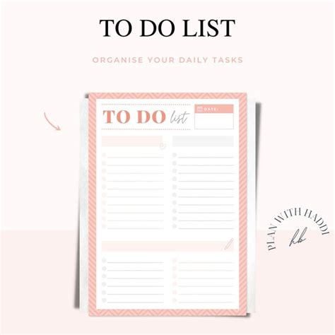 Printable Checklist To Do List Etsy