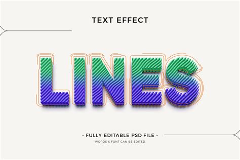 3d Lines Text Effect Editable Psd Modern Style Deeezy