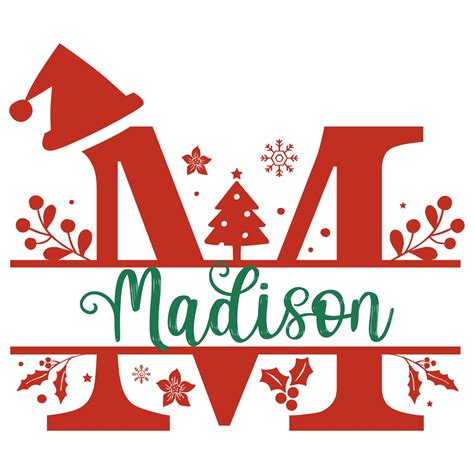 Christmas Monogram Svg Png Christmas Split Svg Png Etsy