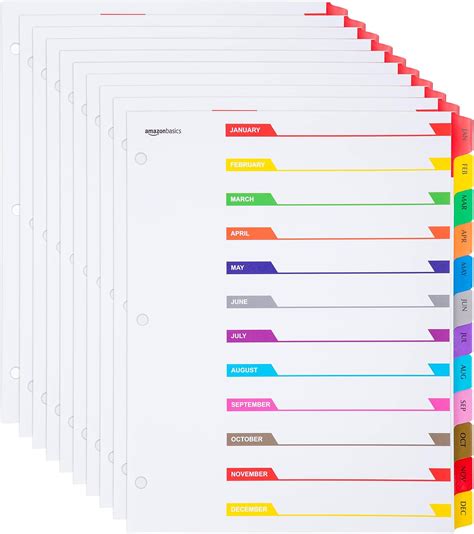 1intheoffice Monthly Tab Dividers Month Tabs For 3 Ring