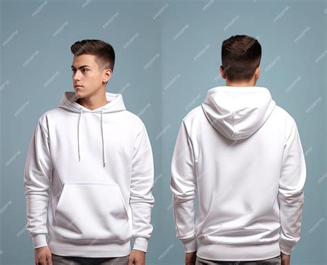 Premium Photo Front And Back View Of A White Hoodie Mockup For Design