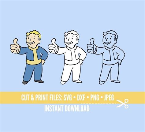 Fallout Svg Vault Boy Digital File Vault Boy Cut File Fallout