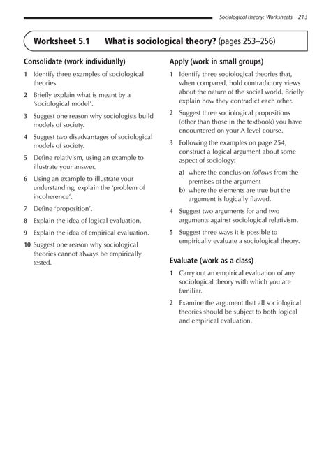 Society Sociology Worksheet