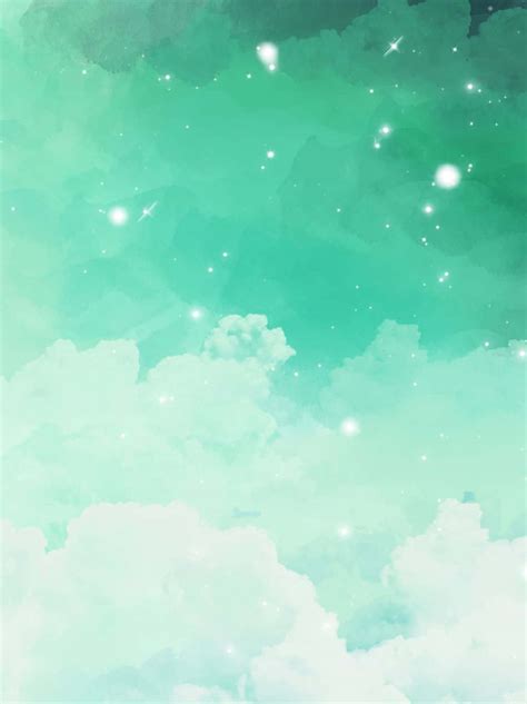 Download Blue Green Aesthetic Clouds Painting Wallpaper