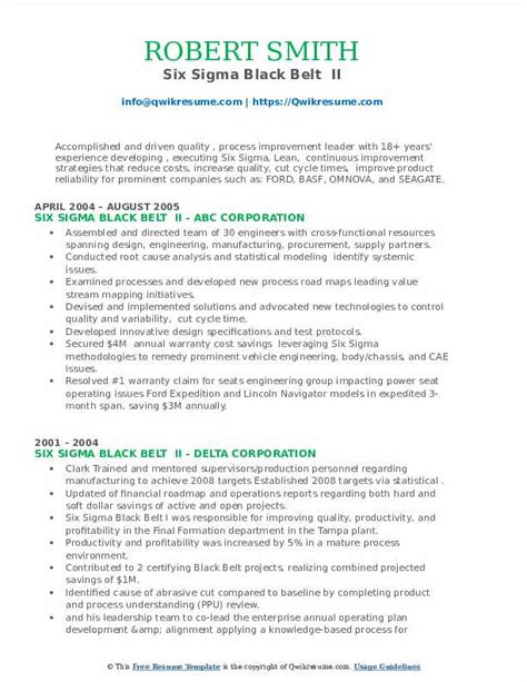 Six Sigma Black Belt Resume Samples Templates For