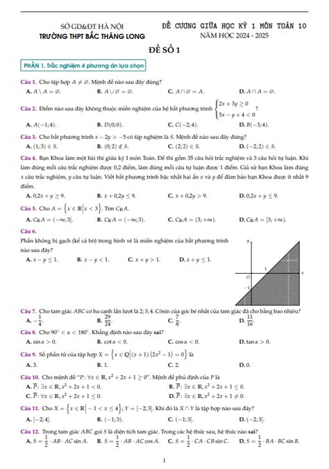 De Cuong Giua Ky 1 Toan 10 Nam 2024 2025 Truong Thpt Bac Thang Long Ha