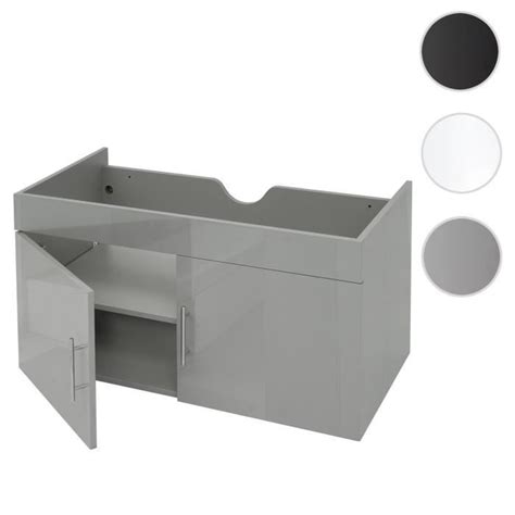 Meuble Sous Lavabo HWC D16 MENDLER Brillant 90cm Gris Cdiscount Bricolage