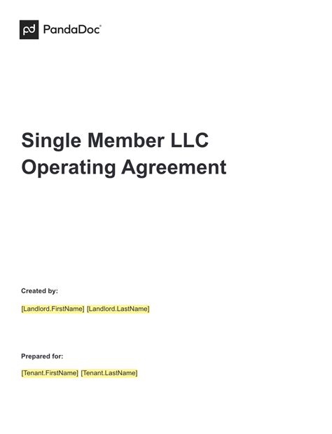 Single Member LLC Operating Agreements Templates PandaDoc