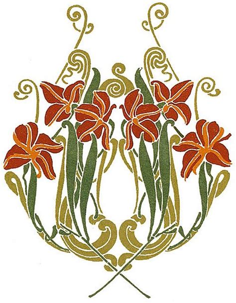 Full Color Art Nouveau Designs And Motifs 4 Art Nouveau Flowers Art