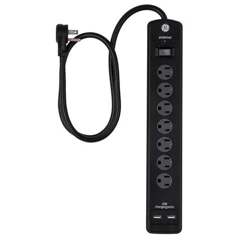 GE 7 Outlet 2 USB Pro Surge Protector 33664 The Home Depot