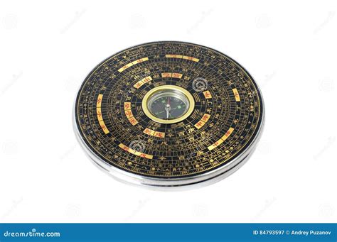 Chinese Magnetic Compass Luopan Isolated On White Background Stock Image Image Of Feng