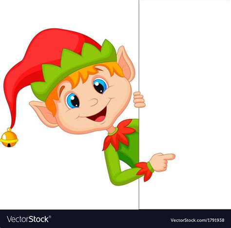 Vector illustration of Cute christmas elf cartoon pointing. Download a ...