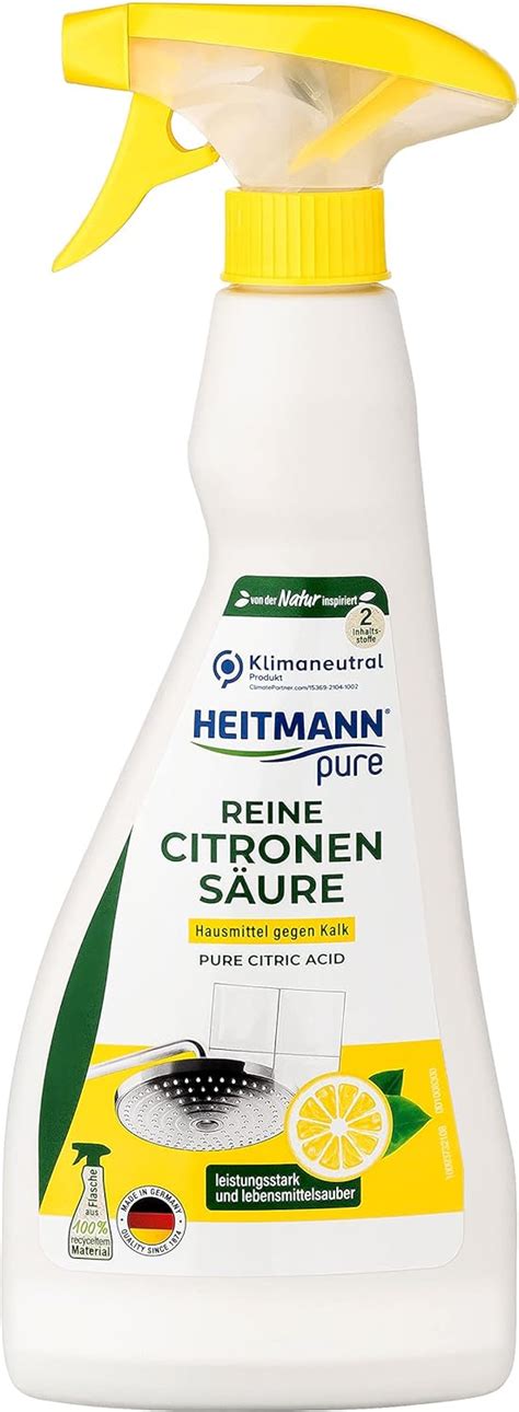 HEITMANN pure Reine Citronensäure Sprühflasche Ökologischer Bio