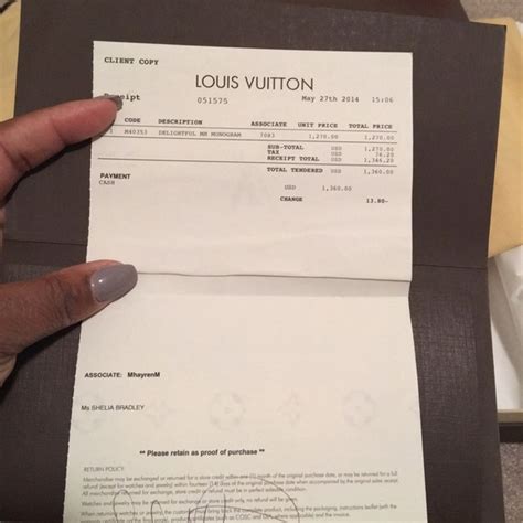 Louis Vuitton Authentic Receipt