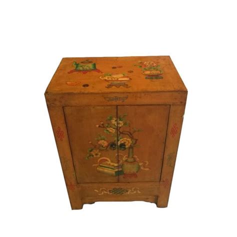 Table De Chevet Chinoise Jaune 55x80x35 Etnicart