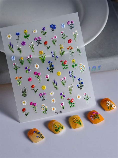 Sheet Flower Pattern Nail Art Sticker Shein Uk