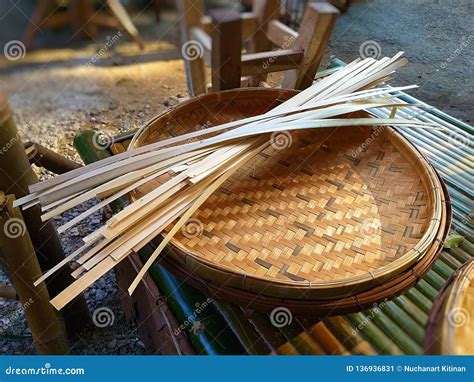 Bamboo Woven Bamboo Basket Hand Made Stock Image Image Of Strips