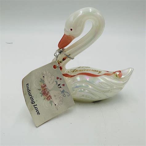 Fenton Swan Figurine 40th Anniversary Enduring Love 1989 4in Vintage Art Glass Etsy