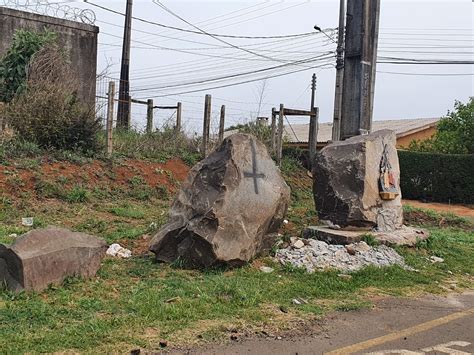 Esculturas da via sacra de Guarapuava são alvo de vandalismo pela 2ª