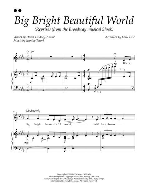 Big Bright Beautiful World (reprise) by Various - Piano Solo - Digital ...