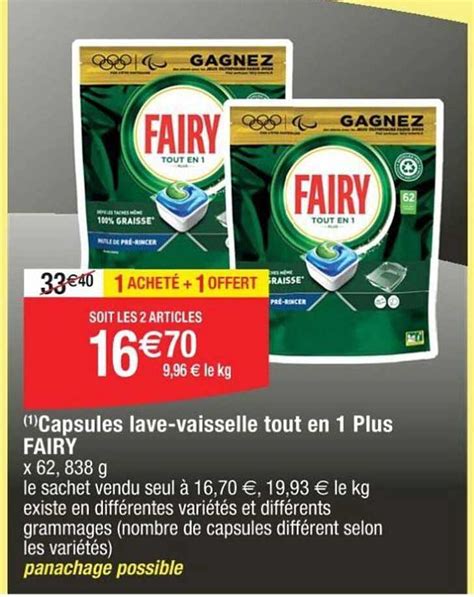 Promo Capsules Lave Vaisselle Tout En Plus Fairy Chez Cora