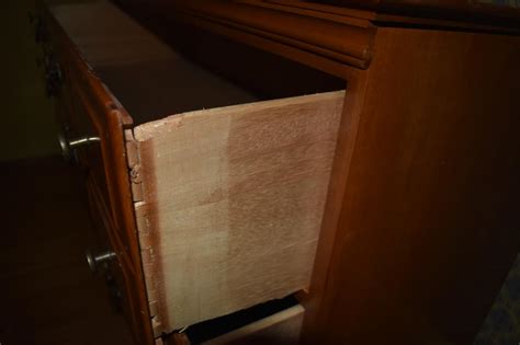 Lot Vintage Cherry Three Drawer Dresser With Mirror