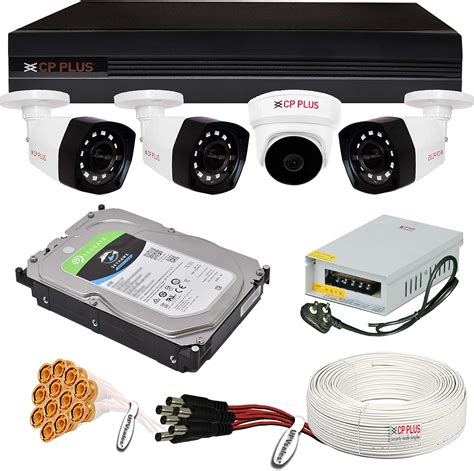 Buy CP Plus 5MP H 265 4Camera Combo Kit With 4Ch DVR 1 Dome 3