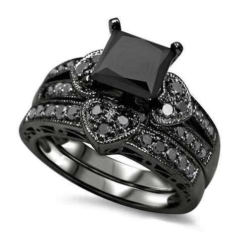 Luxury Black Wedding Ring Set for Womenlove Couple Pair - Etsy