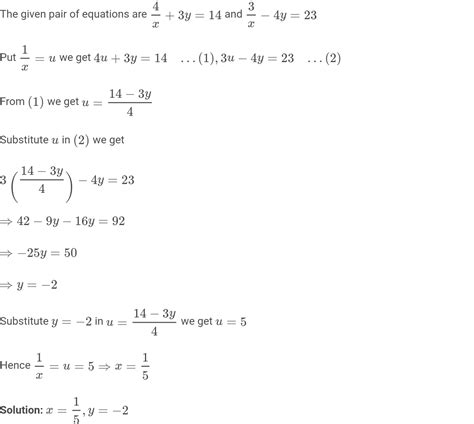 Solve The Following Pairs Of Equations By Reducing Them To A Pair Of