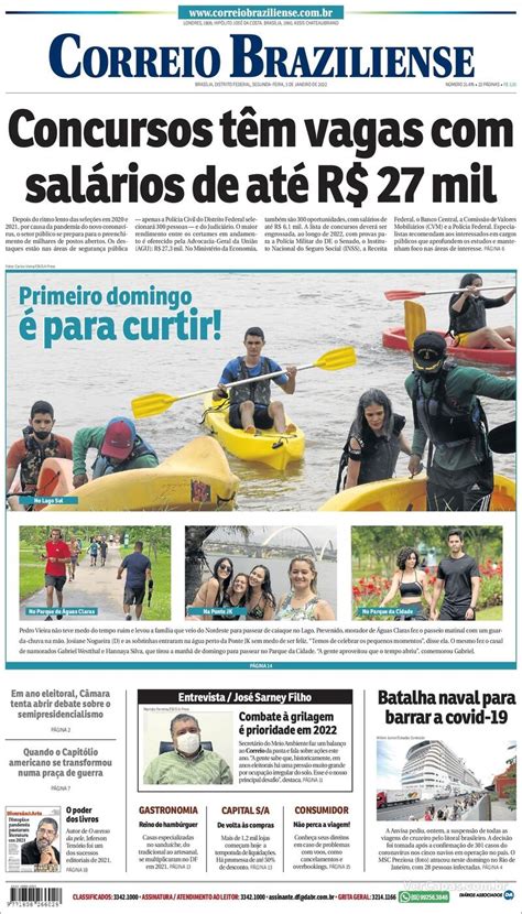 Capa Correio Braziliense Edição Segunda 3 de Janeiro de 2022