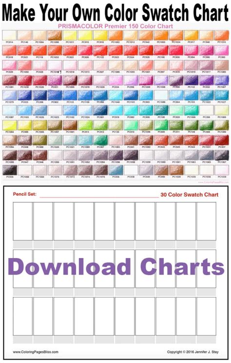 Prismacolor Premier Colored Pencil Swatch Charts