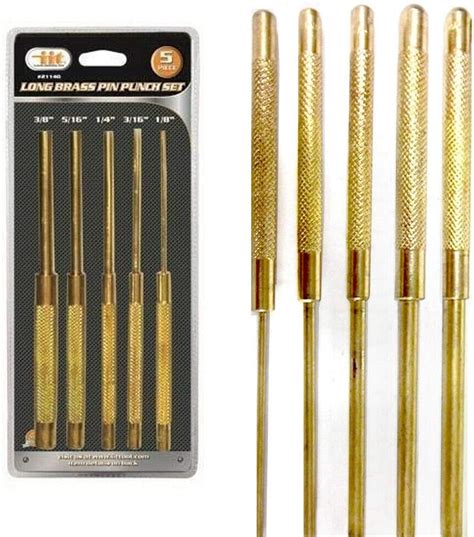 5 Pc Brass Precision Roll Drift Pin Punch Set Gunsmithing Steel Armorer